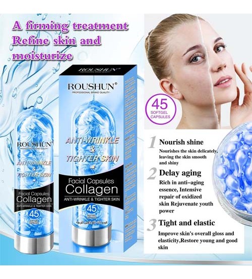 Roushun Collagen Facial Capsules Anti Wrinkle 45 Softgel Made In U.S.A